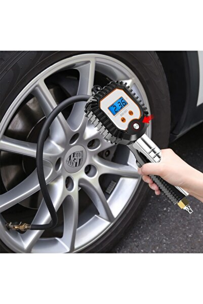 zola Πιστόλι φουσκώματος ελαστικών με μανόμετρο, οθόνη LCD 1/4" 18bar, ακρίβεια 0,02bar, 4 μονάδες μπαταρίας, μαύρο