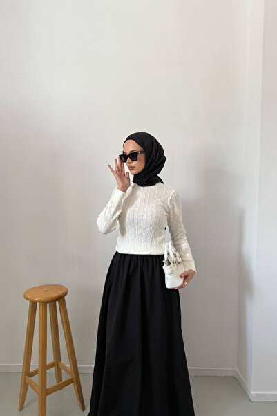 DELBİN Women's Crew Neck Knit Detailed Sweater Sweater