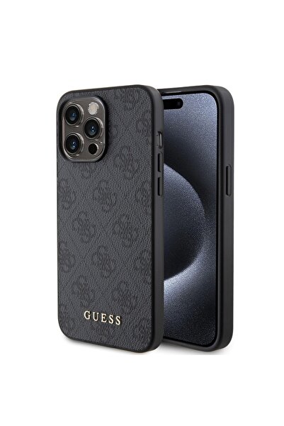 Guess Θήκη για iPhone 15 Pro Max, Σκληρή θήκη 4G Μεταλλική Χρυσή με Λογότυπο, Γκρι