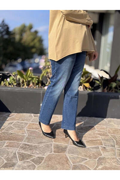 MissWhence Pipe Leg Stonewashed Jeans 38123 Navy Blue