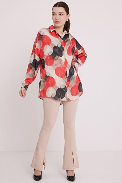 Hiccup Bdart Buttoned Oversize Satin Shirt