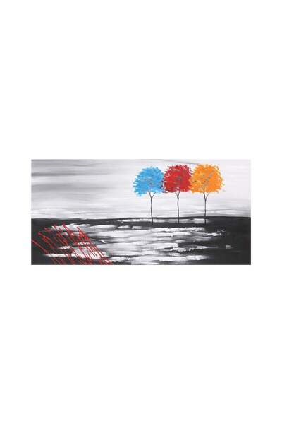 KANGAROO لوحة تجريدية مرسومة يدويًا تصور ثلاث أشجار بألوان زاهية تبرز على خلف...
