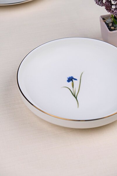 tabakevi Tabak Evi Porcelain Natura Iris Gold Gilded Deep Plate 18.50cm Single
