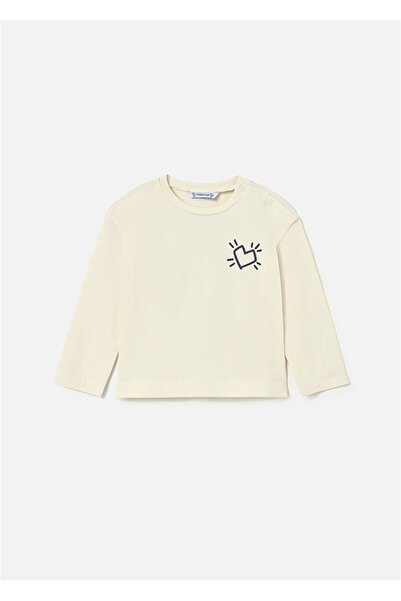 MAYORAL Tricou cu mânecă lungă cu imprimeu pentru fetiță, crem 2079