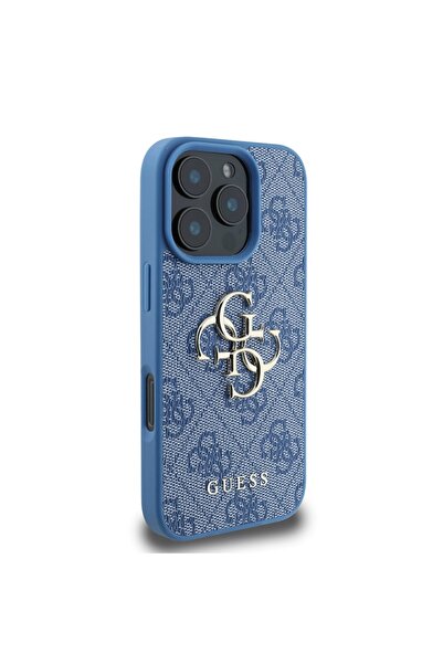 Guess Θήκη για iPhone 16 Pro Max, Σκληρή θήκη 4G με μεγάλο λογότυπο, Λεπτή προστασία, Συμβατή, Μπλε