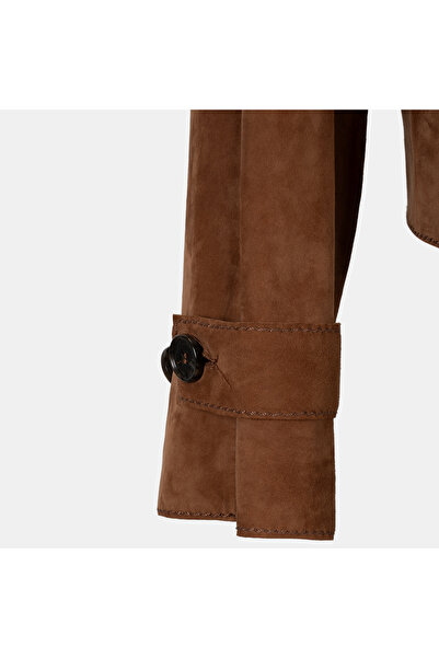 Desa Limited Edition Women's Tan Waist-Tied Suede Short Trench Coat