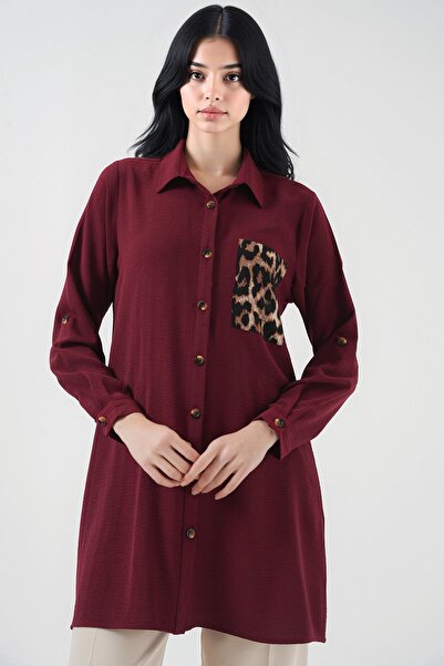 Hiccup Bdart Leopard Print Pocket Button Long Sleeve Shirt