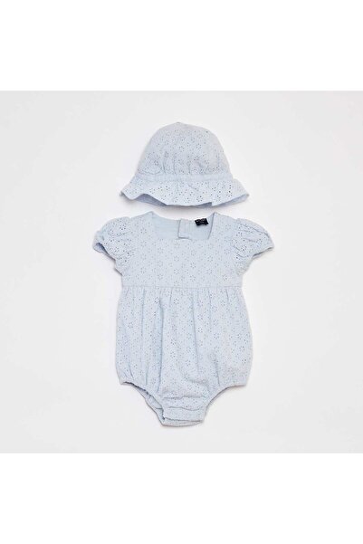KIABI Broderie anglaise romper suit + sun hat - 2-piece set BLUE