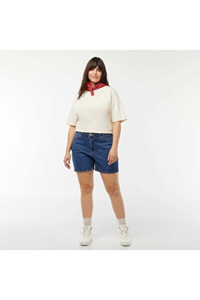 KIABI High-waisted denim shorts with 5 pockets BLUE
