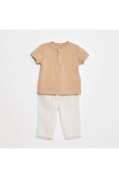 KIABI Short-sleeved T-shirt and lightweight trousers set - 2-piece set BEIGE