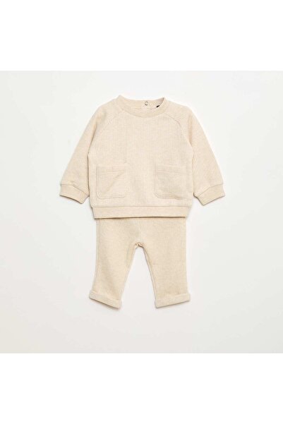 KIABI Sweatshirt + Ribbed Leggings Set - 2 Pieces BEIGE