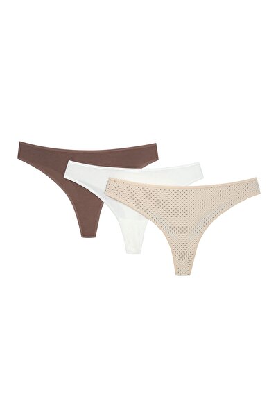 ESOTIQ Women's Everyday Thong 3-Pack G-String Panties Set Cotton & Elastane | Mia-Mia