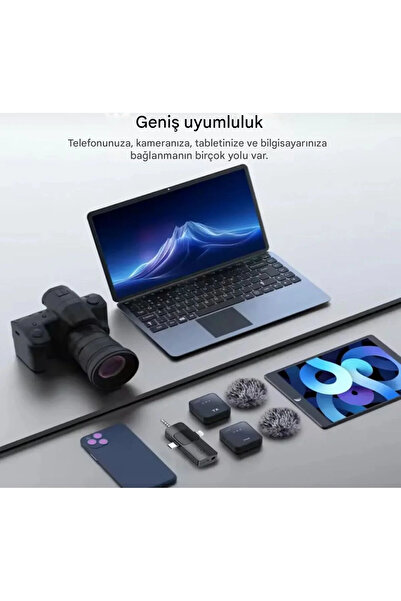 asua Kablosuz Tüylü Yaka Mikrofonu iPhone 3.5mm Aux iPhone Type-C PC Tablet Video Kayıt Vlog USB-C