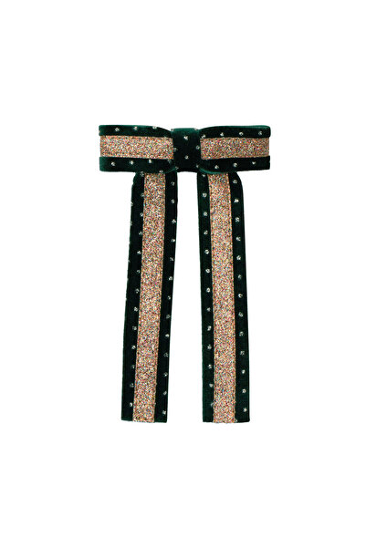 MIMI LULA Mimi & Lula Circus Glitter Bow Hair Clip - Green
