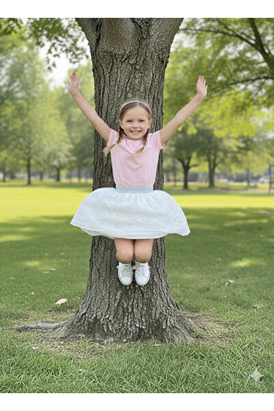 FESSHERA KİDS Girl's Skirt with Lace, Elastic Waist and Glitter, Stylish Design for Special Occasions and Holidays, October 29, April 23