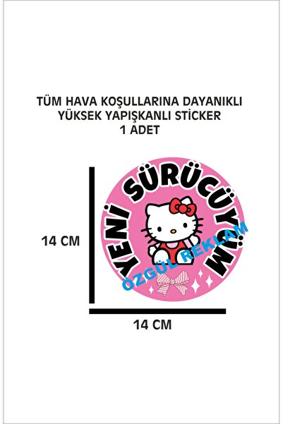 ÖZGÜL REKLAM Yeni Sürücü 1 ADET 14x14 cm Su Geçirmez Yüksek Çözünürlüklü Arab...