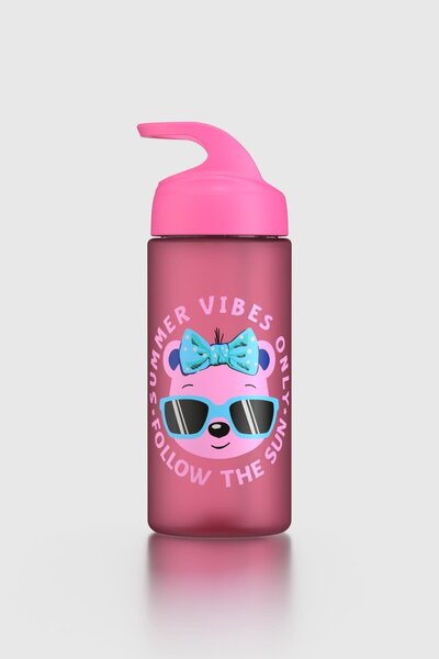 Renga Moly Patterned 500 ml Tritan Children's Water Bottle with Straw 912131 Pink