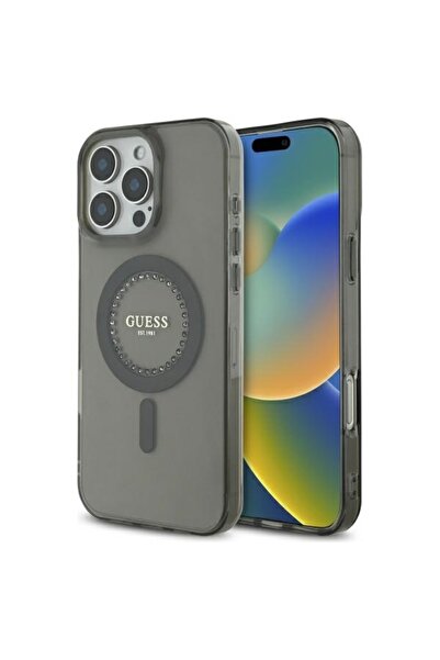 Guess Θήκη για iPhone 16 Pro, IML Rhinestones MagSafe, - Μαύρη