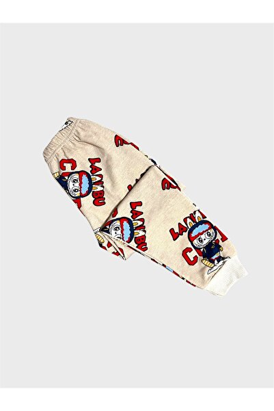 ALİŞ KİDS Set de pijamale sezoniere cu mâneci lungi, cu model Labubu, din bumbac, culoare bej