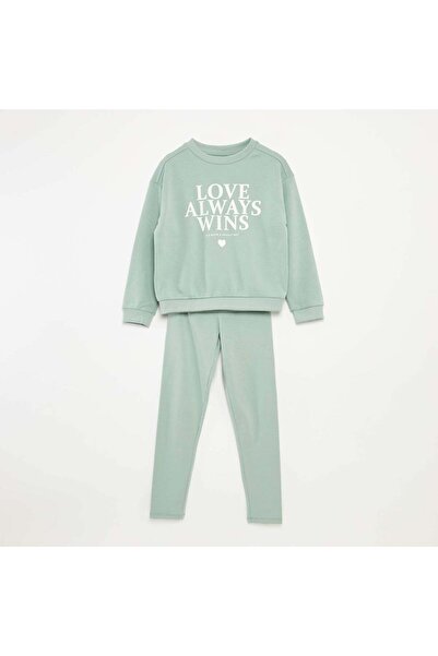 KIABI Sweatshirt + print leggings set - 2-piece set BLUE
