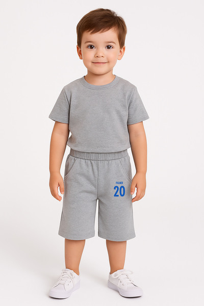 MODA Footballer Palmer Printed Boys' Gray Capri Tracksuit Capri Shorts