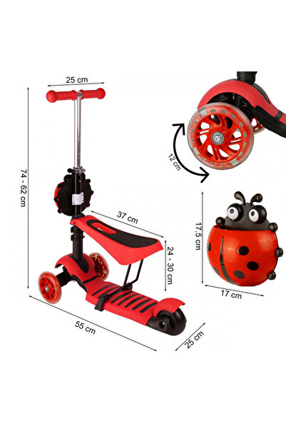 MalPlay Children's scooter, Malplay, foldable, removable seat, PU wheels with LED, anti-slip deck and