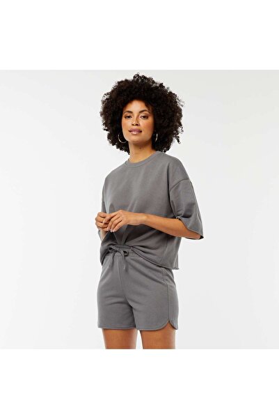 KIABI Sweatshirt fabric shorts with drawstrings GREY