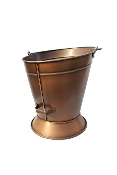 Greenmall Yuvarlak Ayaklı Odun Kovası Bakır Kaplama