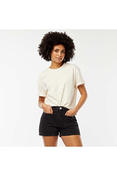 KIABI High-waisted denim shorts with 4 patch pockets GREY