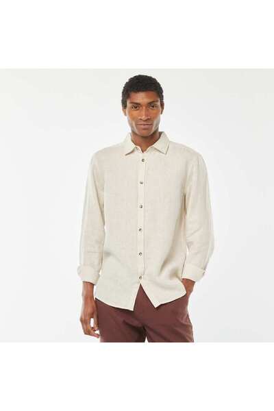 KIABI Linen regular-fit shirt BEIGE