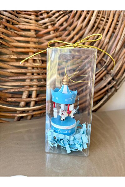 cacagift design Ahşap Mavi Atlıkarınca 1 Adet Dekoratif Obje (Kız Bebek, Yılb...