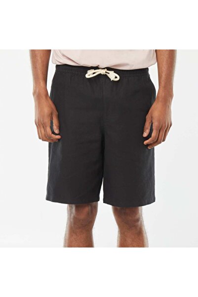 KIABI Plain Bermuda shorts with elasticated waist + drawstrings BLACK