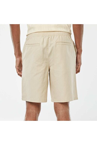 KIABI Plain Bermuda shorts with elasticated waist + drawstrings BEIGE