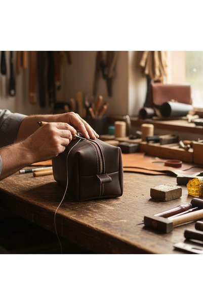 Luqa Leather Luqa Leather |   Genuine Leather Travel Bag |   Handmade Care Organizer |   Men's Women's Makeup Bag