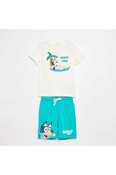 KIABI طقم تي شيرت قصير وشورت "بلوي" - طقم من قطعتين باللون الأخضر