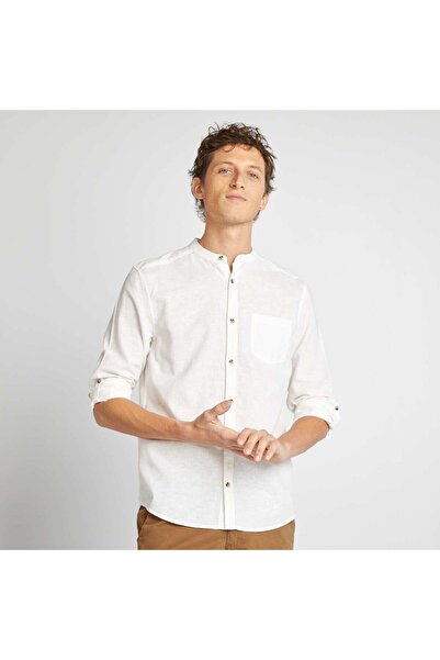 KIABI قميص بياقة ماندرين مع كتان أبيض