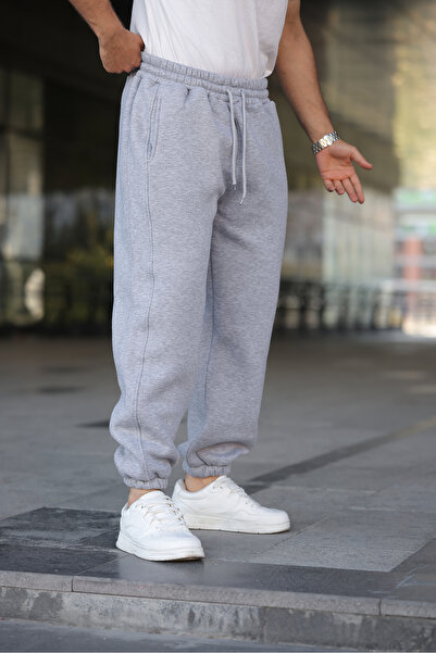comstar Men's Gray Sweatpants with Elastic Waist and Cuffs