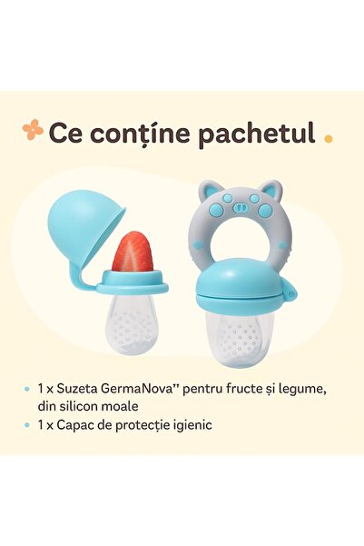 GermaNova Πιπίλα GermaNova™ για φρούτα και λαχανικά, μαλακή σιλικόνη, για διαφοροποίηση τροφίμων, πράσινη