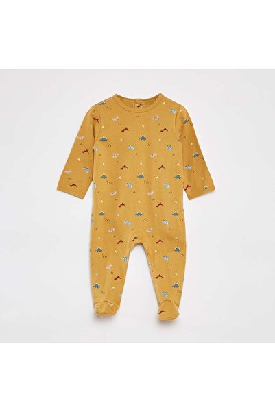 KIABI بدلة نوم منقوشة بأقدام باللون البني