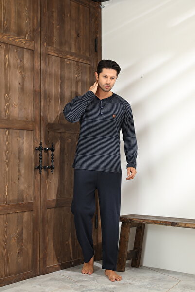 CALİA Зимовий чоловічий комплект піжами з коміром-стійкою та довгими рукавами