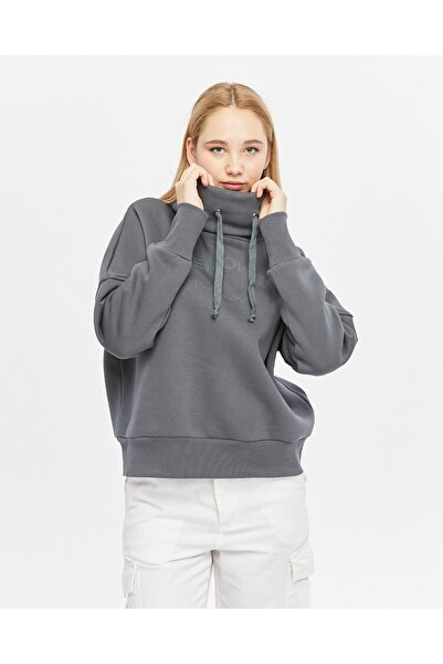 Piano Luce Γυναικείο φούτερ με ψηλό γιακά σε γκρι χρώμα PLMW24SWT05