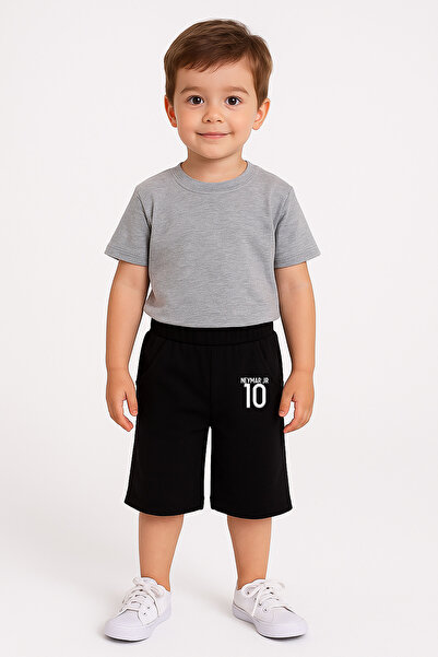 MODA Football Player Neymar Printed Boys' Black Capri Tracksuit Capri Shorts