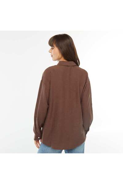 KIABI Oversized linen shirt BROWN