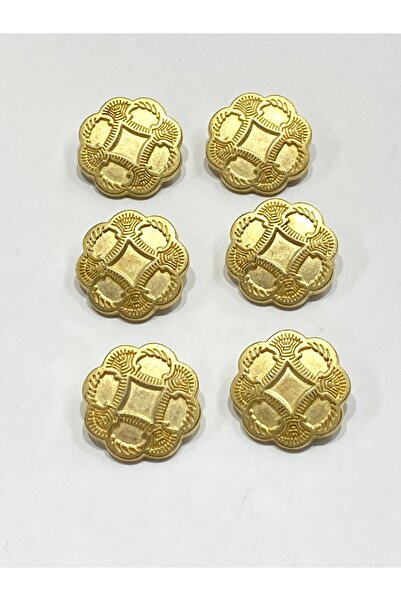 karantuhafiye Σετ ιταλικών κουμπιών για μπουφάν Vintage / Ματ Χρυσό / Σετ 6 τεμαχίων / 1,8 εκ.