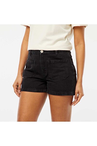 KIABI High-waisted denim shorts with 4 patch pockets GREY