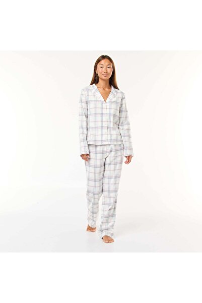 KIABI Long 2-Piece Pajama Set: Shirt + Pants - 2 Pieces WHITE