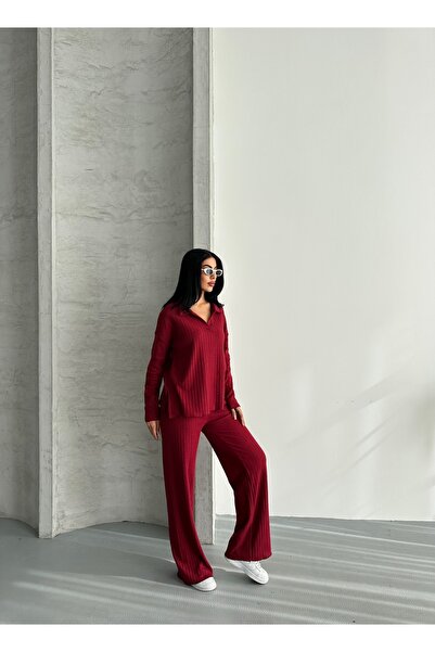 Oyga Set din două piese din bumbac pentru femei, cu guler polo