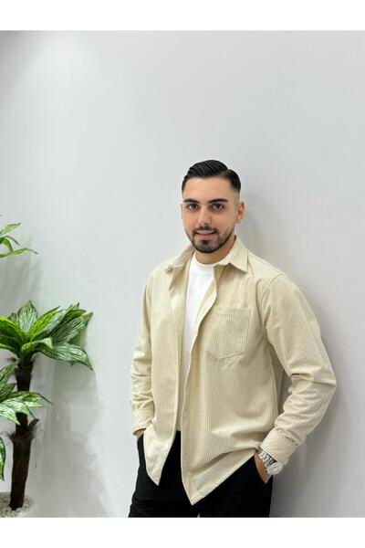 HA-KA GİYİM Erkek Kadife Gömlek Yüksek Kaliteli Gömlek Oversize Kalıp Renk So...