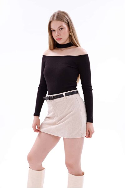 Pulli Collection Kadife Korduroy Mini Şort Etek