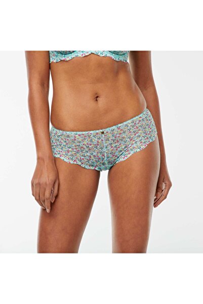 KIABI Openwork floral lace boy shorts BLUE